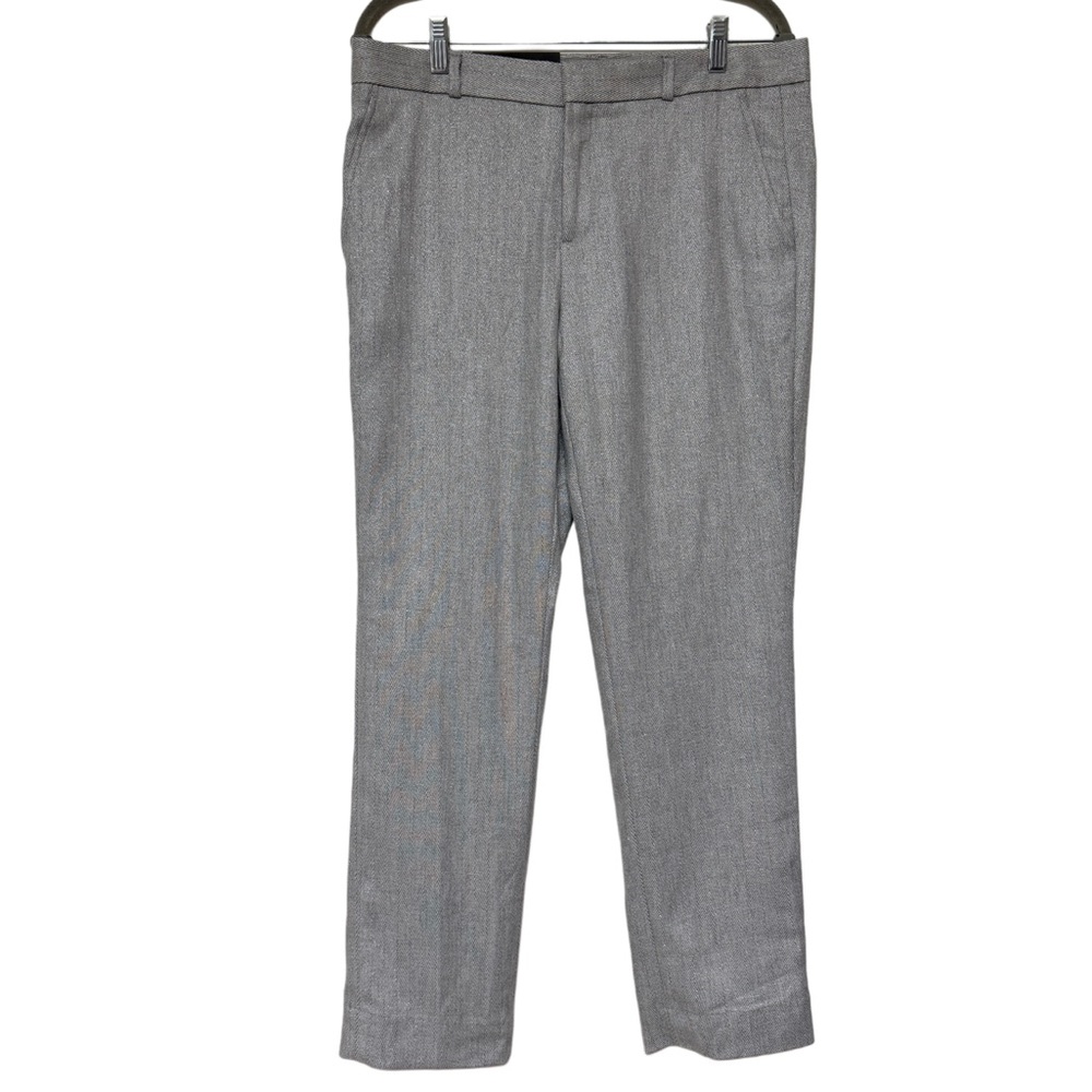 {Banana Republic} "Ryan" Silver Metallic Herringbone Tweed Straight Leg Pants